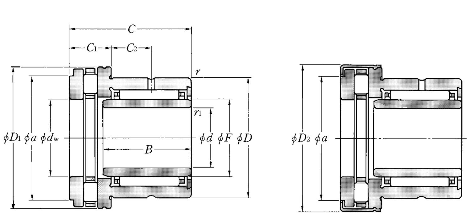Drawing_Needle_Roller_Bearings_With_Thrust_Cylindrical_Roller_Bearings_Type_NKXR_IR_Page_212_NTN